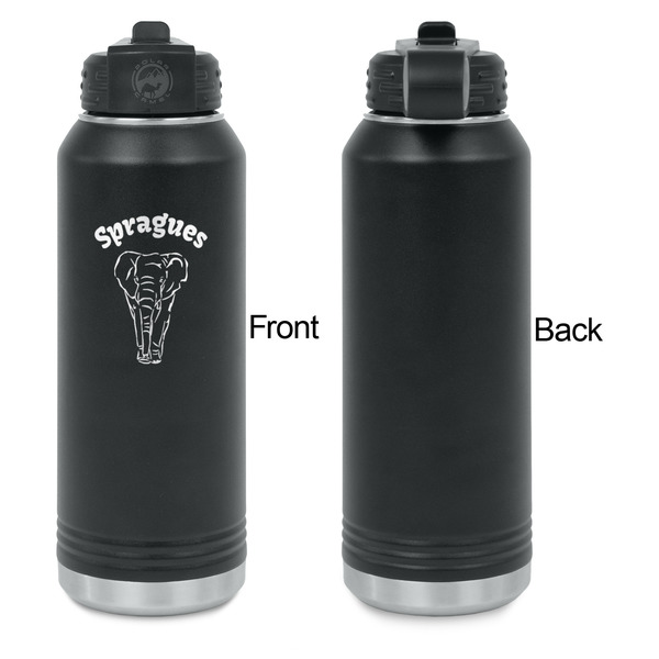 Elephant Laser Engraved Water Bottles - Front Engraving - Front & Back View