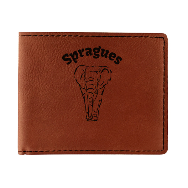 Custom Elephant Leatherette Bifold Wallet (Personalized)