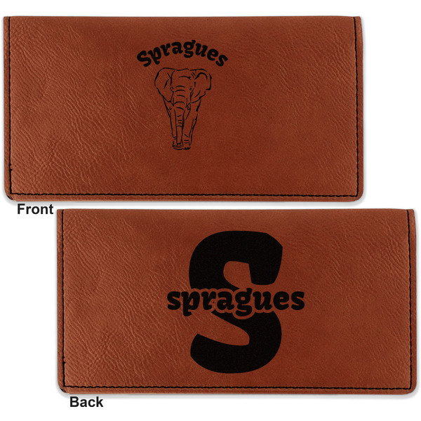 Elephant Leather Checkbook Holder Front and Back