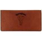 Elephant Leatherette Checkbook Holder - Double Sided (Personalized)