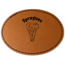 Elephant Faux Leather Iron On Patch - Oval (Personalized)