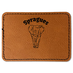 Elephant Faux Leather Iron On Patch - Rectangle (Personalized)