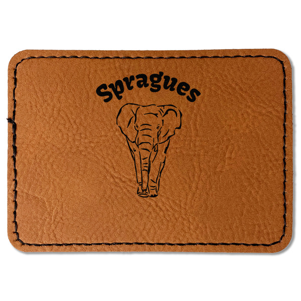 Custom Elephant Faux Leather Iron On Patch - Rectangle (Personalized)