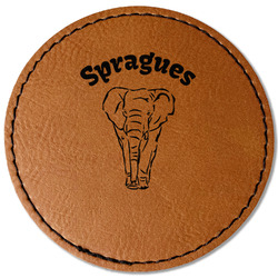 Elephant Faux Leather Iron On Patch - Round (Personalized)