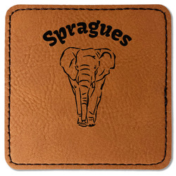 Elephant Faux Leather Iron On Patch - Square (Personalized)