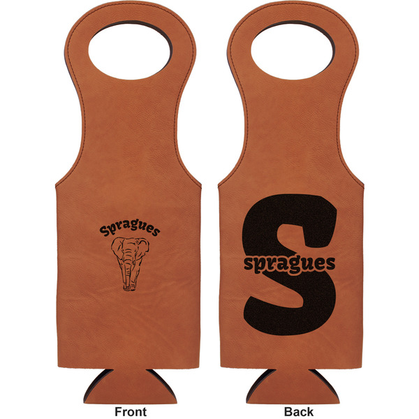 Elephant Leatherette Wine Tote Double Sided - Front and Back