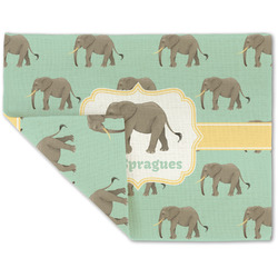 Elephant Double-Sided Linen Placemat - Single w/ Name or Text