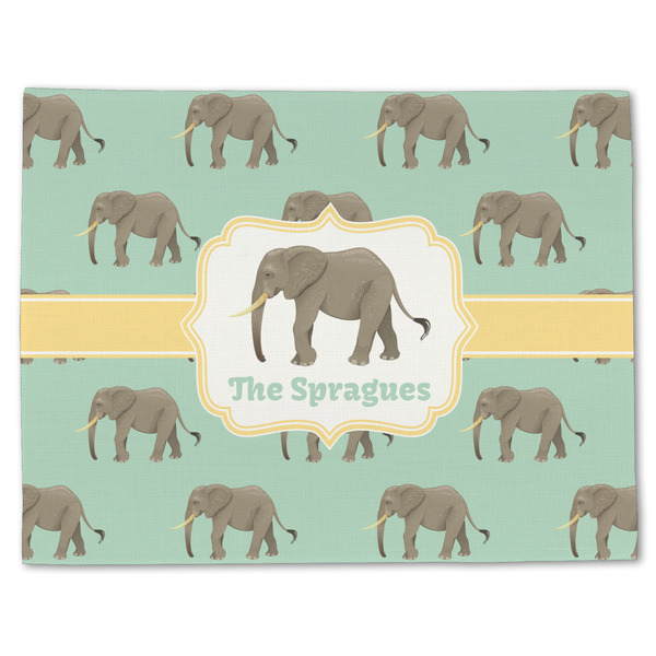 Custom Elephant Single-Sided Linen Placemat - Single w/ Name or Text