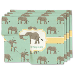Elephant Double-Sided Linen Placemat - Set of 4 w/ Name or Text