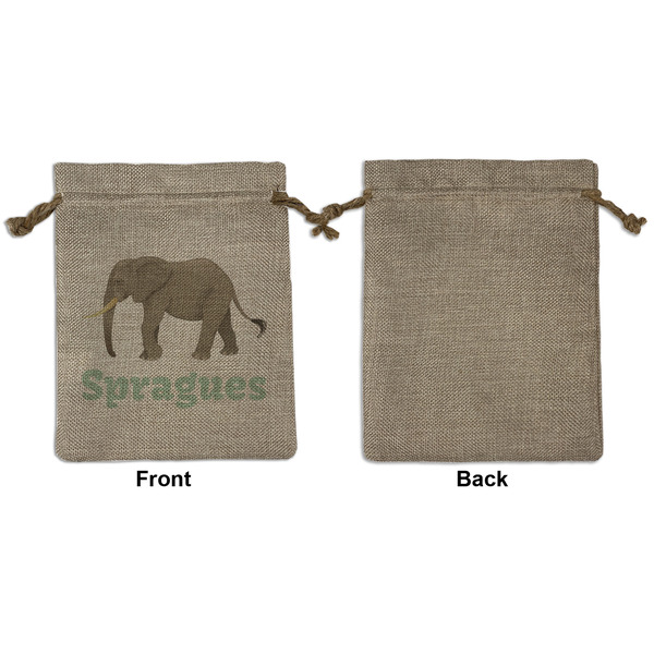 Elephant Medium Burlap Gift Bag - Front Approval