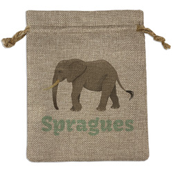 Elephant Medium Burlap Gift Bag - Front (Personalized)
