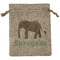 Elephant Medium Burlap Gift Bag - Front