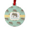 Elephant Metal Ball Ornament - Double Sided w/ Name or Text