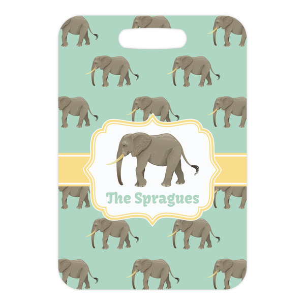 Elephant Metal Luggage Tag - Front Without Strap