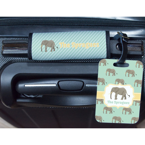 Elephant Metal Luggage Tag & Handle Wrap - In Context