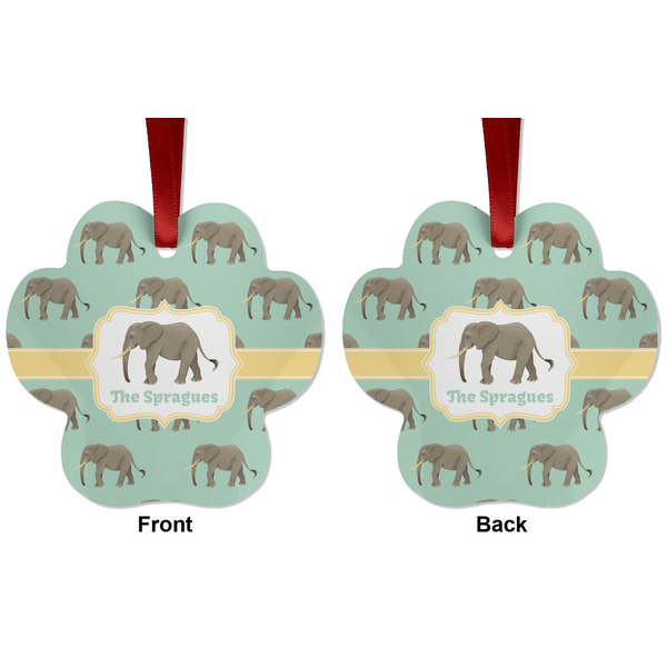 Elephant Metal Paw Ornament - Front and Back