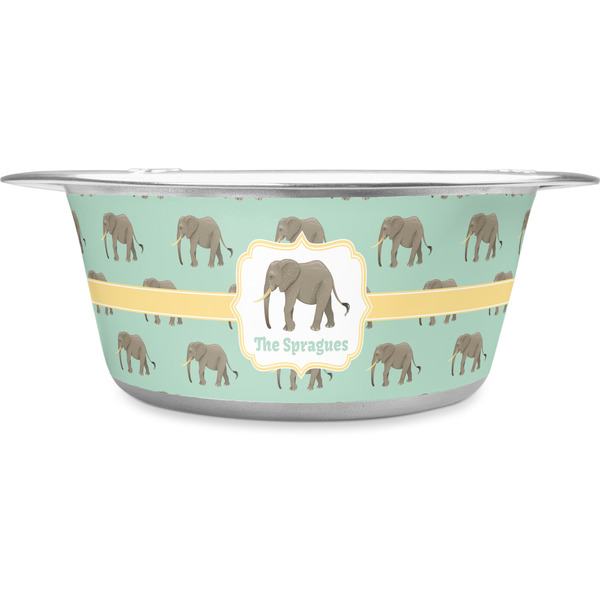 Custom Elephant Stainless Steel Dog Bowl - Large (Personalized)