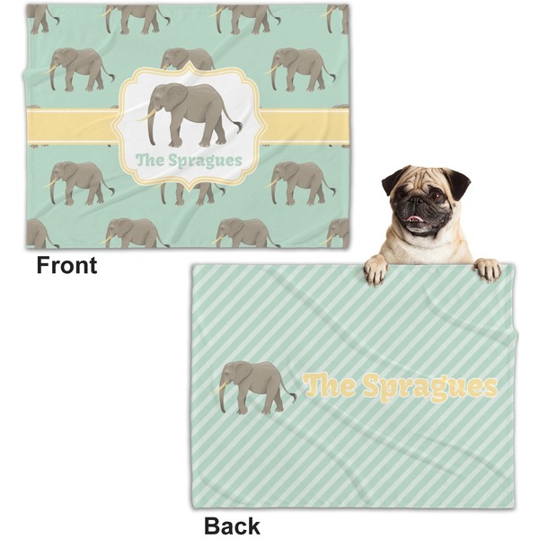 Elephant Microfleece Dog Blanket - Regular - Front & Back