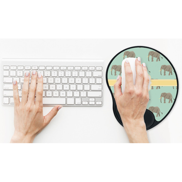 Elephant Mouse Pad with Wrist Rest - LIFESYTLE 2 (in use)