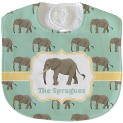 Elephant Velour Baby Bib w/ Name or Text