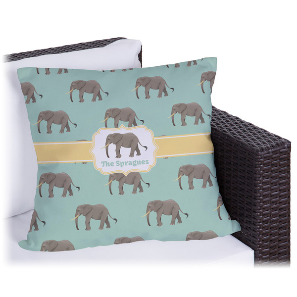 Custom Elephant Outdoor Pillow - 18" (Personalized)