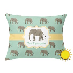 Elephant Outdoor Throw Pillow (Rectangular) (Personalized)