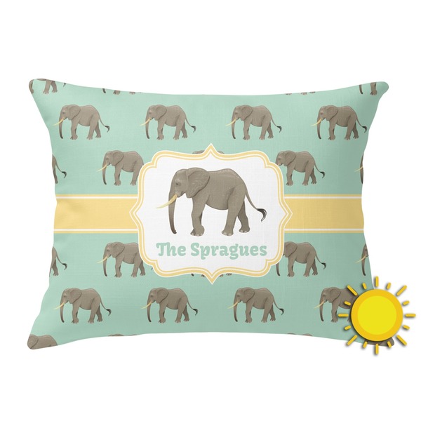 Custom Elephant Outdoor Throw Pillow (Rectangular) (Personalized)