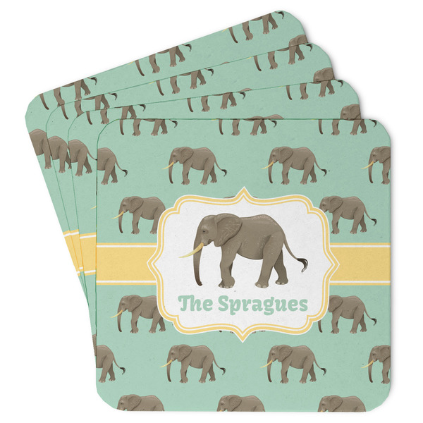 Custom Elephant Paper Coasters w/ Name or Text