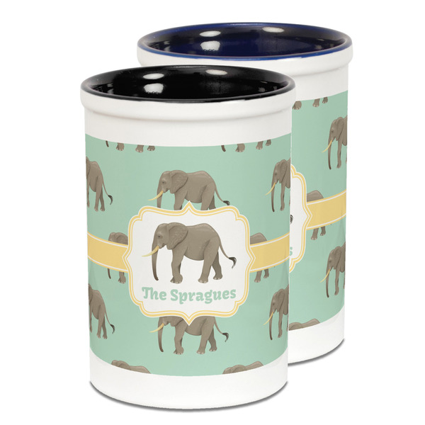 Custom Elephant Ceramic Pencil Holder - Large