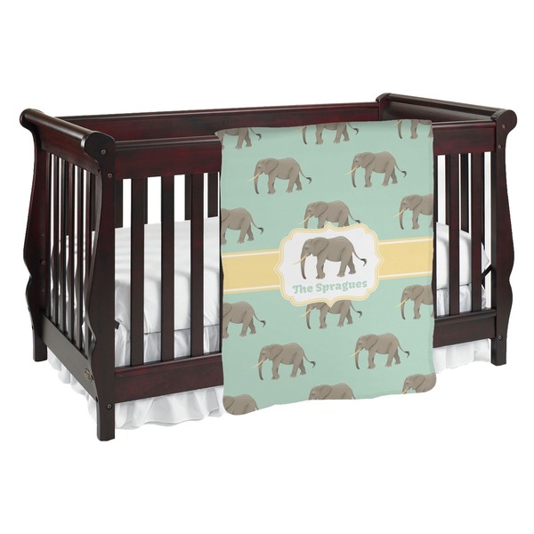 Custom Elephant Baby Blanket (Single Sided) (Personalized)