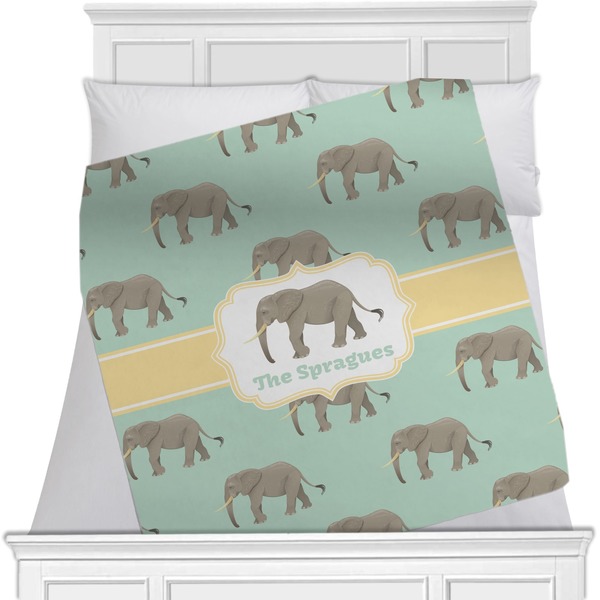 Custom Elephant Minky Blanket - Twin / Full - 80"x60" - Single Sided (Personalized)