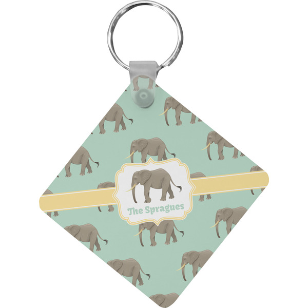Custom Elephant Diamond Plastic Keychain w/ Name or Text