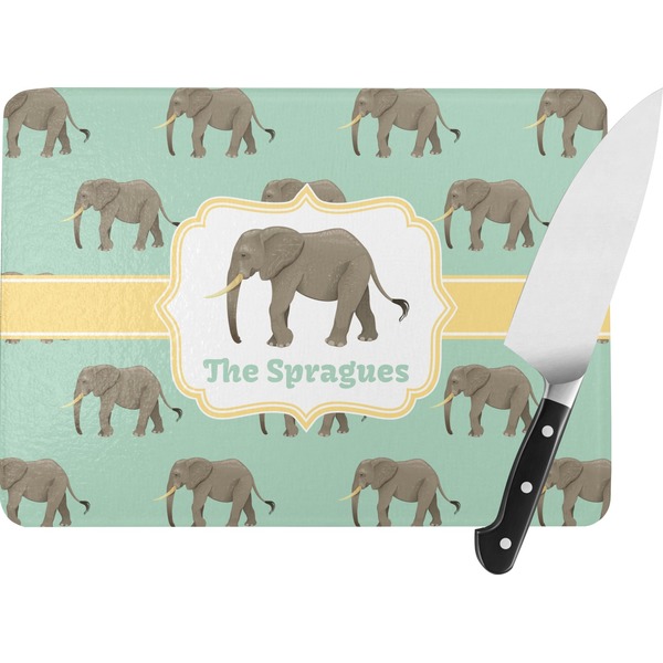 Custom Elephant Rectangular Glass Cutting Board (Personalized)