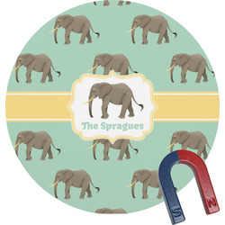Elephant Round Fridge Magnet (Personalized)