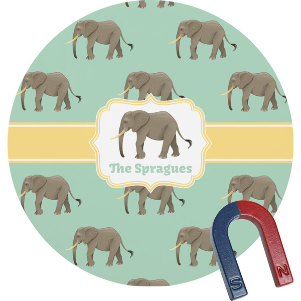 Custom Elephant Round Fridge Magnet (Personalized)