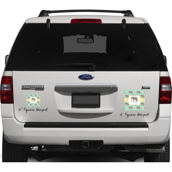 Elephant Personalized Square Car Magnets on Ford Explorer