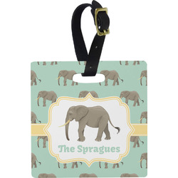 Elephant Plastic Luggage Tag - Square w/ Name or Text