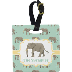 Elephant Plastic Luggage Tag - Square w/ Name or Text
