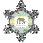 Elephant Vintage Snowflake Ornament (Personalized)