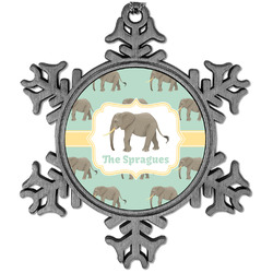 Elephant Vintage Snowflake Ornament (Personalized)