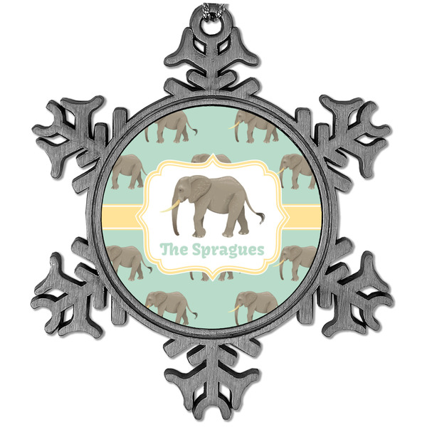 Custom Elephant Vintage Snowflake Ornament (Personalized)