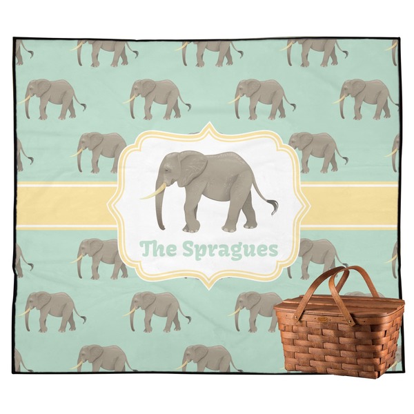 Custom Elephant Outdoor Picnic Blanket (Personalized)