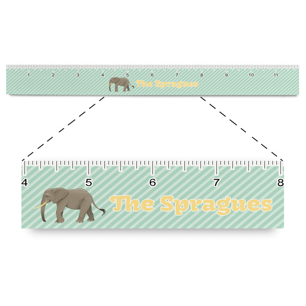 Custom Elephant Plastic Ruler - 12" (Personalized)