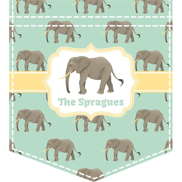Custom Elephant Iron On Faux Pocket (Personalized)