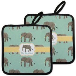 Elephant Pot Holders - Set of 2 w/ Name or Text