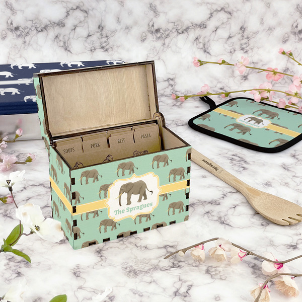 Elephant Recipe Box - Full Color - In Context
