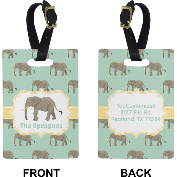 Elephant Rectangle Luggage Tag (Front + Back)