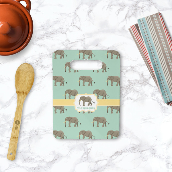Elephant Rectangle Trivet with Handle - LIFESTYLE