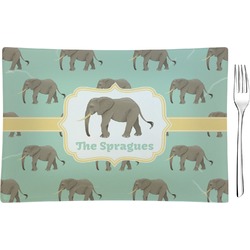 Elephant Glass Rectangular Appetizer / Dessert Plate (Personalized)
