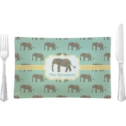 Elephant Glass Rectangular Lunch / Dinner Plate (Personalized)